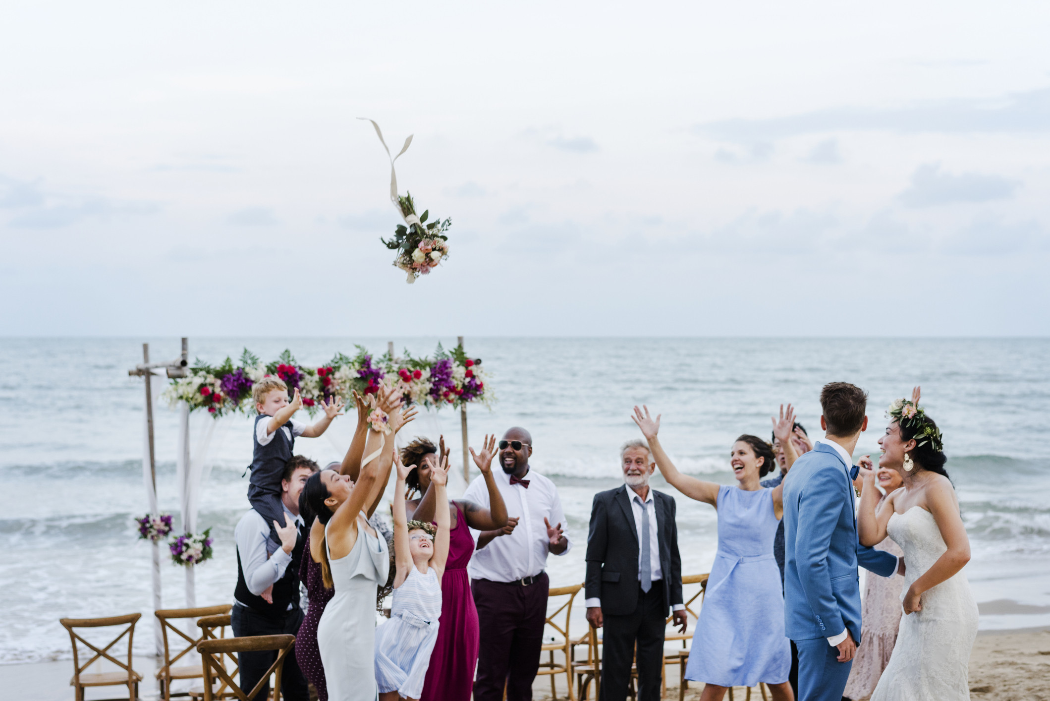 wedding guest on the beach