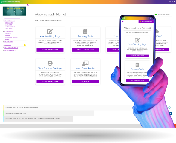 mockup of the couples portal dashboard