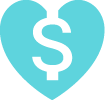 icon of a heart with dollar sign overlaid
